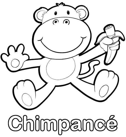 Dibujo para colorear de Animales. "Chimpancé" - Dibujos para ...