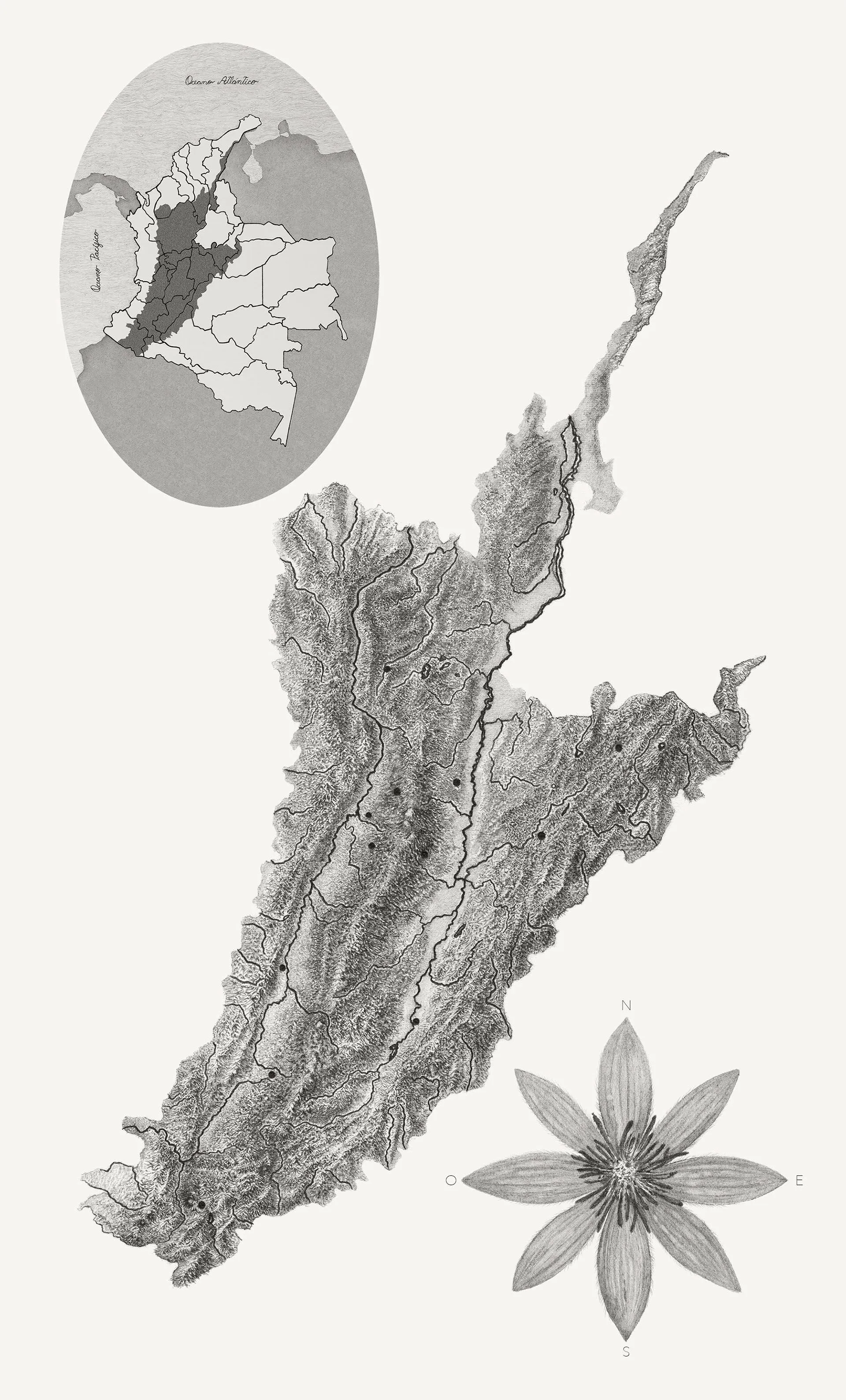 Fragmentos para un mapa de la región andina colombiana.Dibujo en lápiz  sobre papel. | Behance