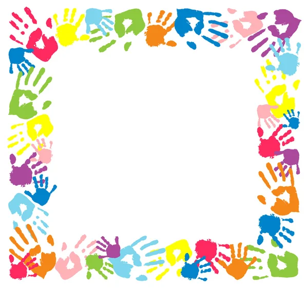 Frame made from color handprints. — Vector stock © portarefortuna ... Frame made from color handprints. — Vector stock © portarefortuna ...