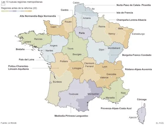 Francia reduce de 22 a 13 el número de regiones para recortar ...