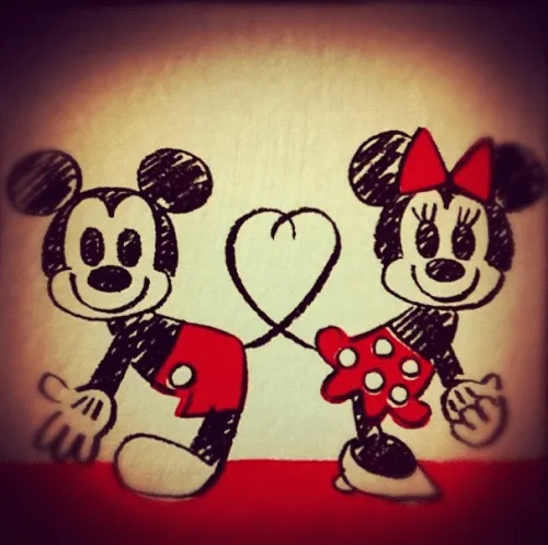 love drawing couple cute disney mickey mouse heart minnie mouse ...