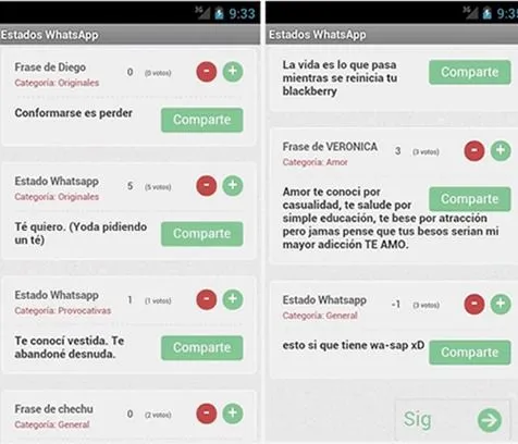 Frases y Estados WhatsApp: aplicación móvil para Android
