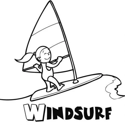 Dibujo de niña haciendo windsurf para colorear - Dibujos para ...