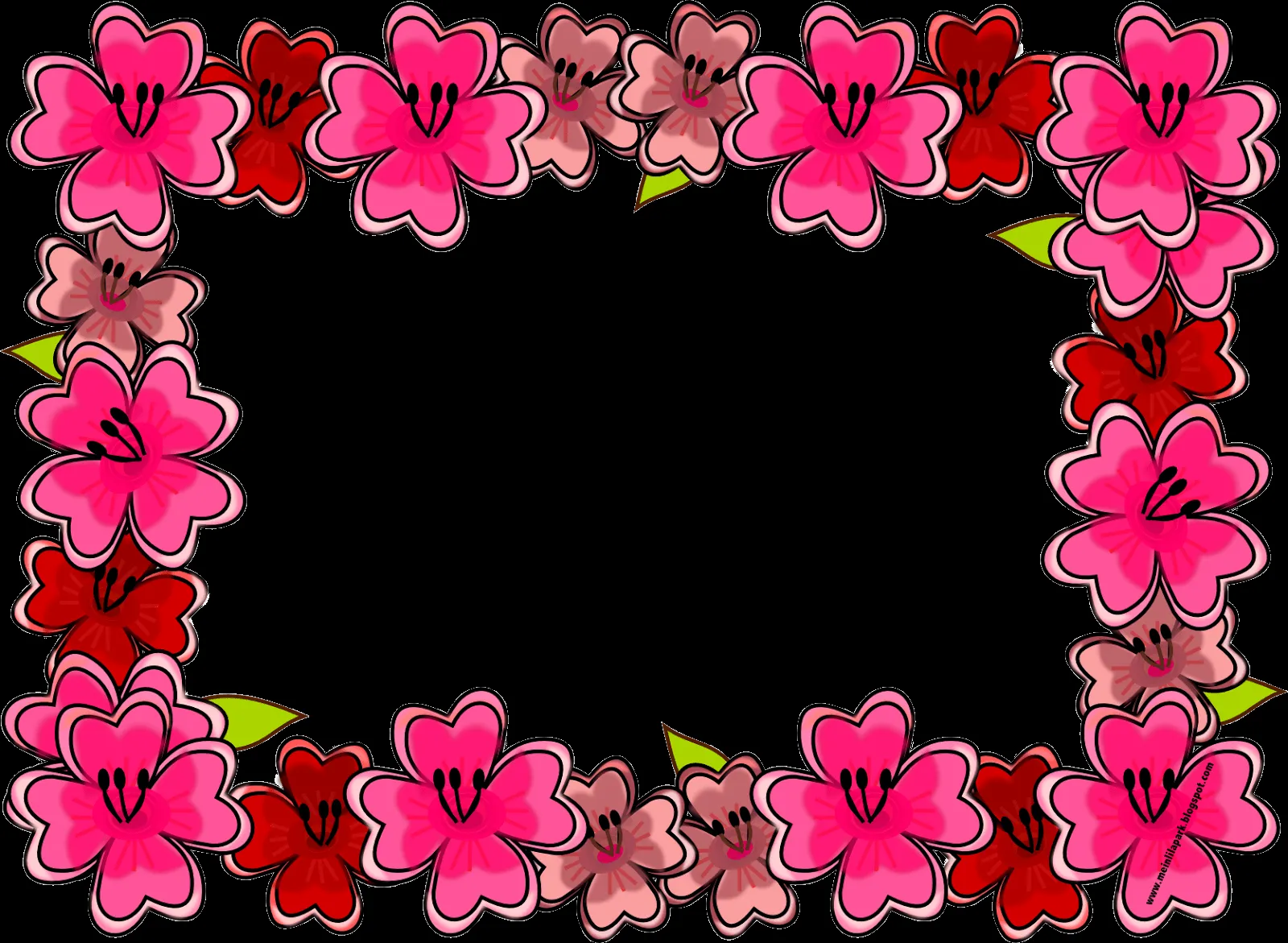Free digital bright flower frame png and journaling cards ...