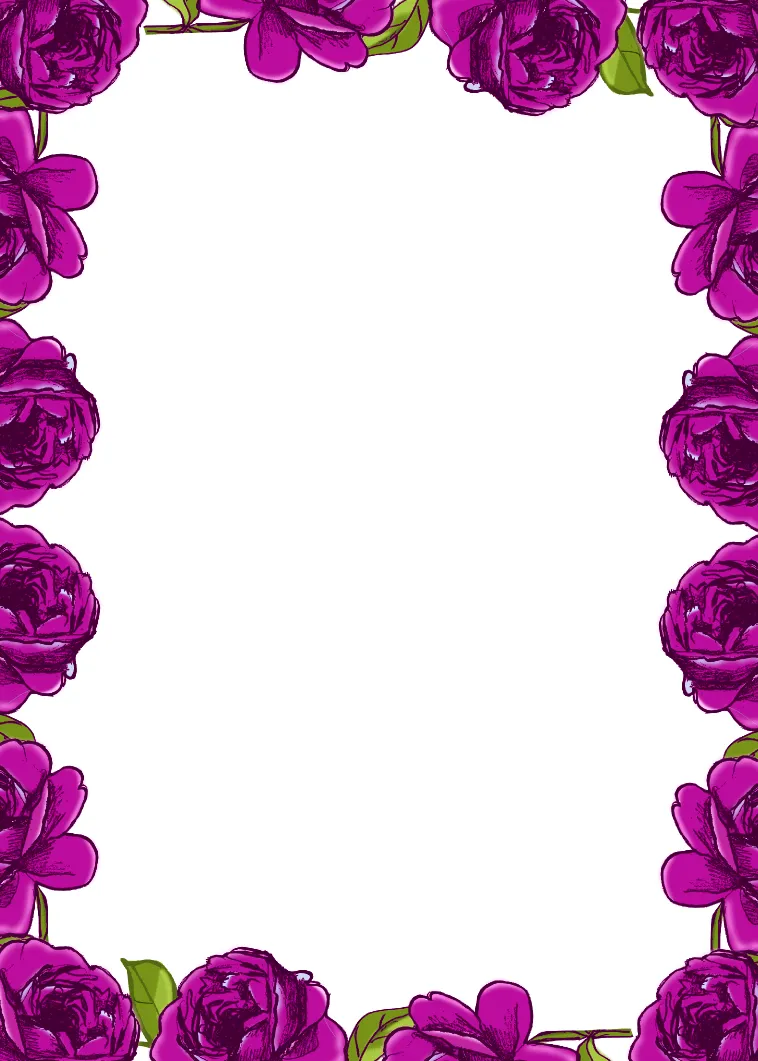 Free digital purple rose frame and border in vintage design ...