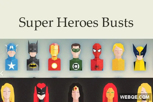 Free flat super heroes busts vector icon set (26 icons) | WebQe