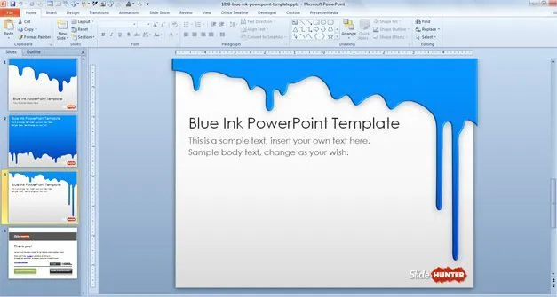 Free Plantilla PowerPoint con Derrame de Pintura Azul - Free ...