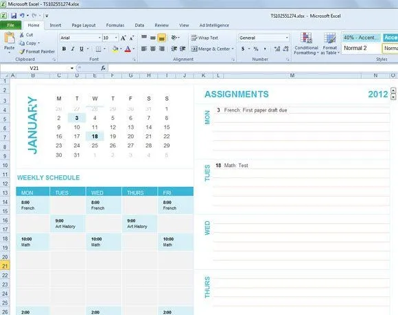 Free Student Planning Template for Excel 2007 & 2010 | PowerPoint ...