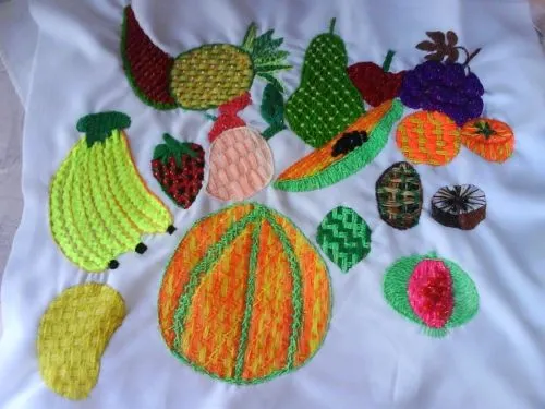 Como bordar servilletas a mano de frutas - Imagui