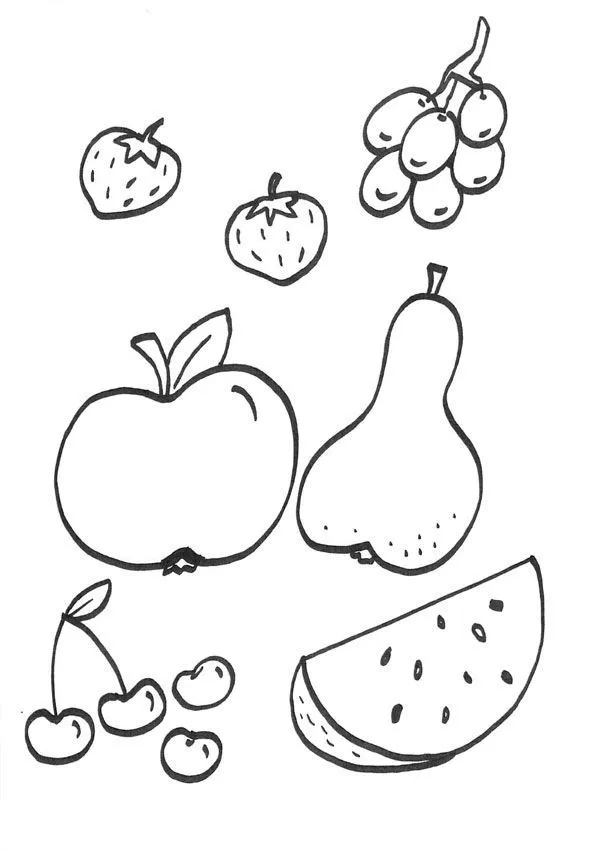 Frutas: dibujo para colorear e imprimir