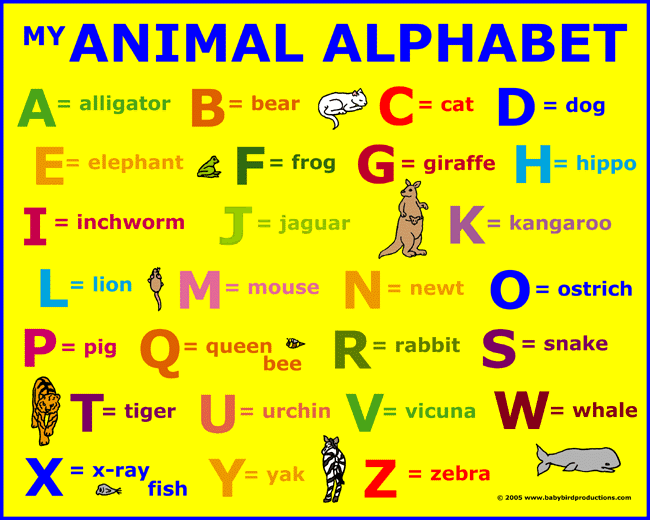 Alfabeto de animales en inglés - Imagui