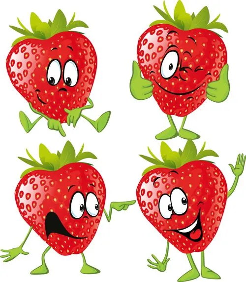Funny strawberry cartoon characters vector - Vector Cartoon ...