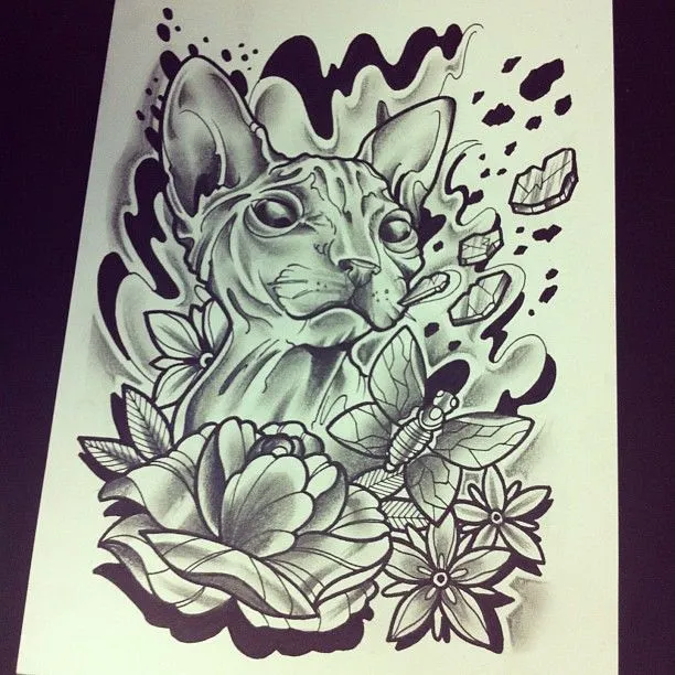 Galleries | Sketch cat sphynx #ta2 #tattoo #tinta #tatuaje #ink ...