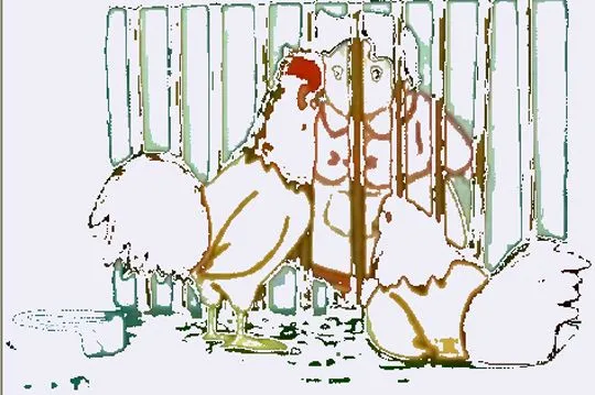 Dibujos para colorear: Heidi y las gallinas