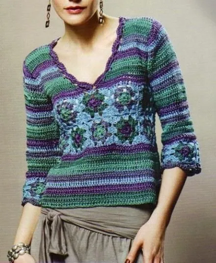 Ganchillo y dos Agujas: Sweter cuadrados crochet