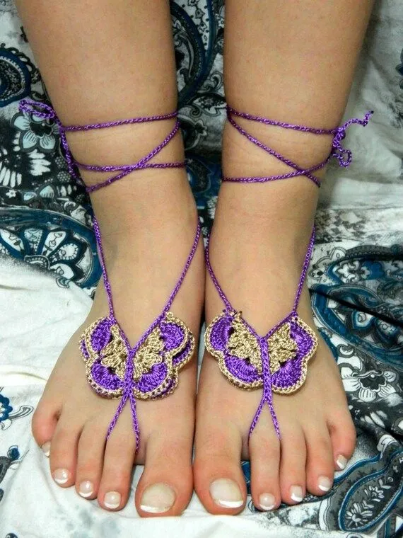 Ganchillo Descalzas sandalias sandalias moradas y por EmofoFashion