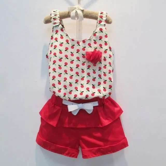 Gasa niños clothing establece tops cherry con red shorts ropa ...
