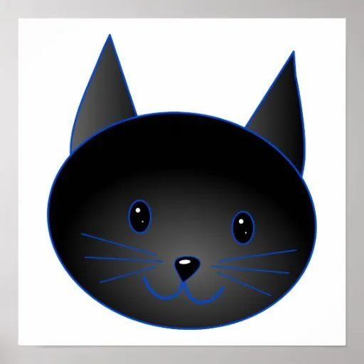 Gato negro lindo. Ejemplo del dibujo animado del g Posters de Zazzle.
