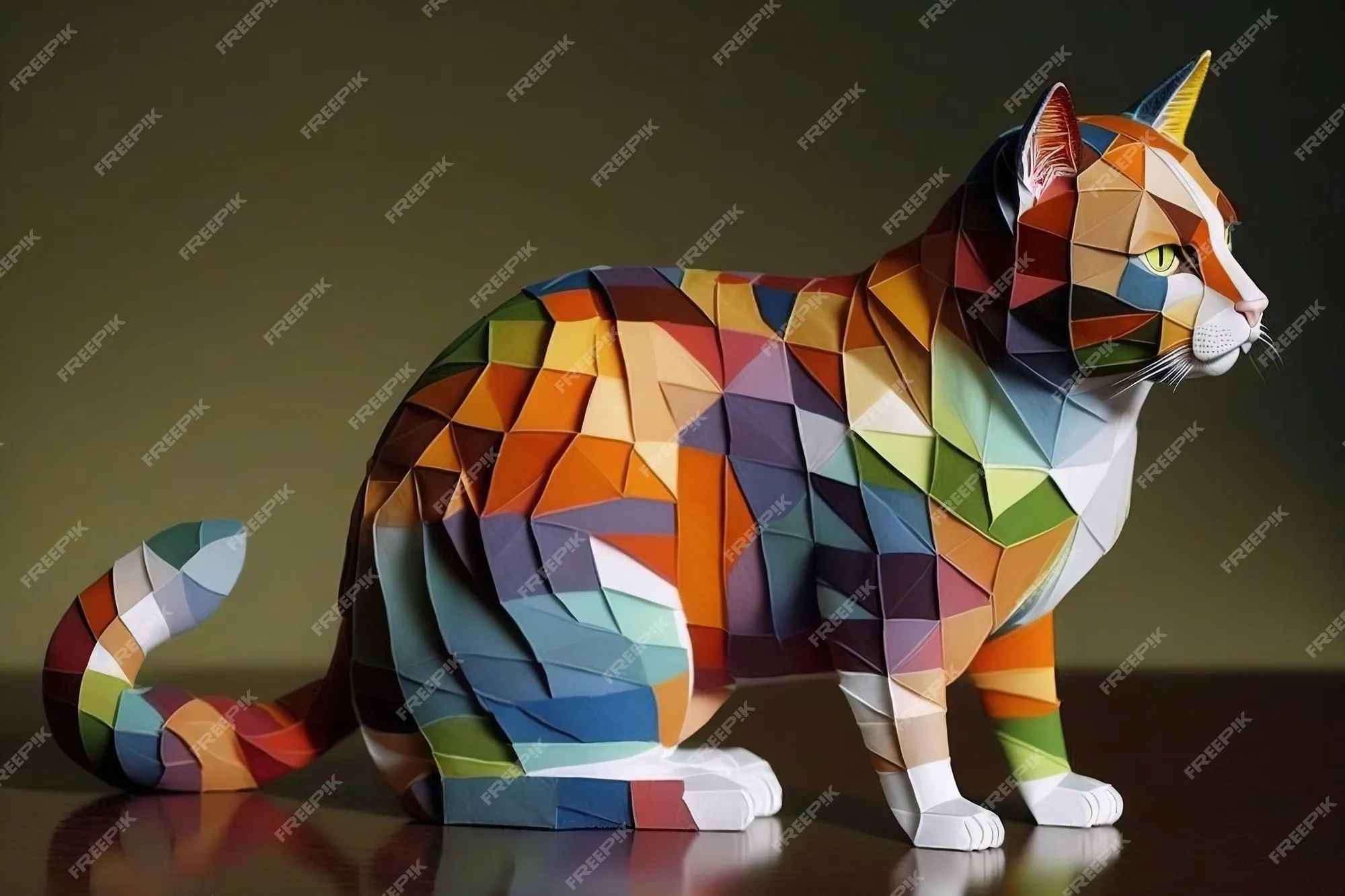Gato hecho de patchwork ilustración generativa ai | Foto Premium