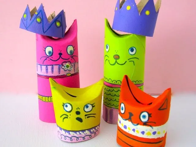 Gatos hechos con tubos de papel higienico. (Toilet Paper Roll cats ...