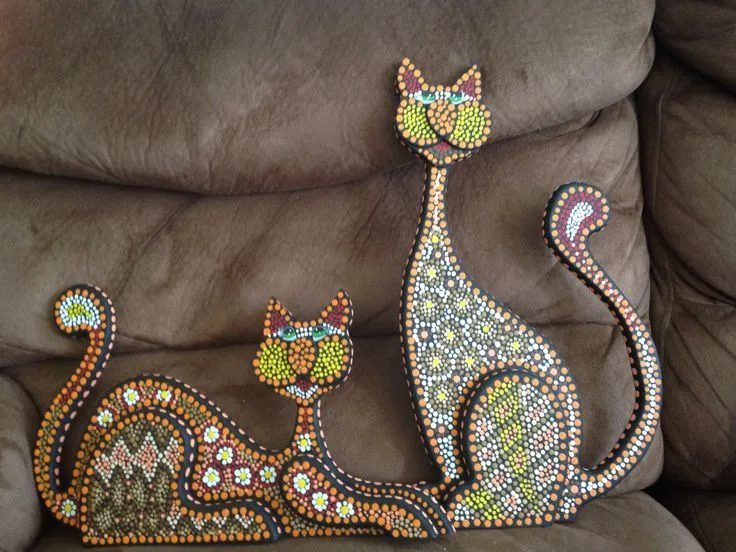 Gatos puntillismo por jannie | Craft and DIY Ideas | Pinterest