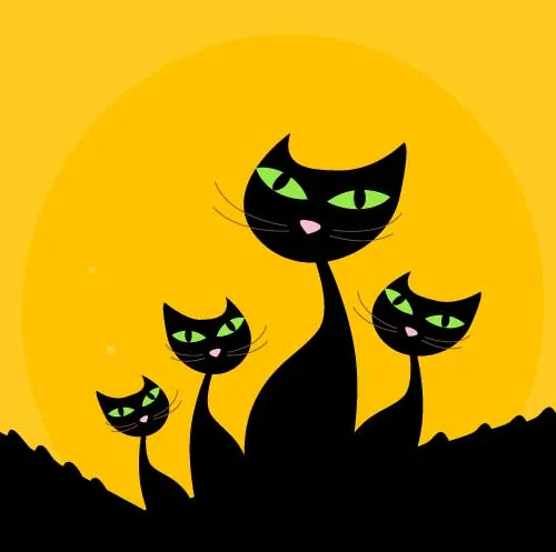 Gatos negros en vectores -
