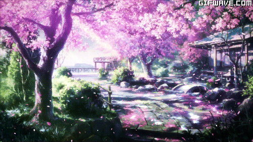 Gif animado paisaje IMadeThis anime paisaje cerezos flores ...