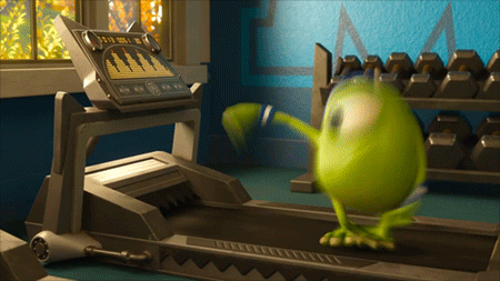 GIF: Mike Wazowski Running on a Treadmill | Gifrific