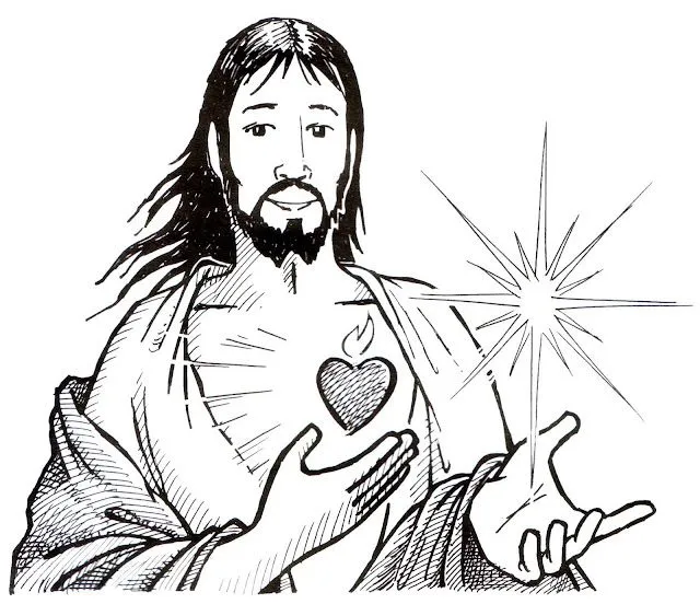 Dibujo del sagrado corazon de Jesus para pintar - Imagui
