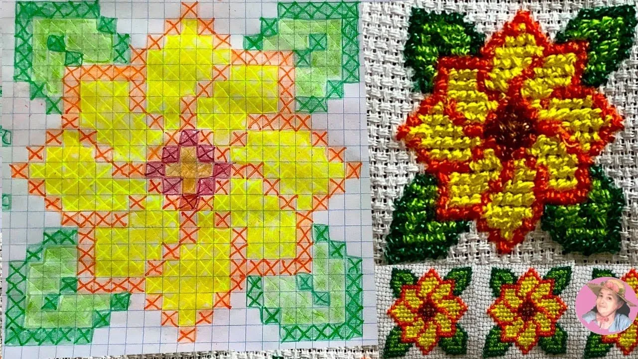 Girasol en punto de cruz chico paso a paso #535 - YouTube Girasol en punto de cruz chico paso a paso #535 - YouTube