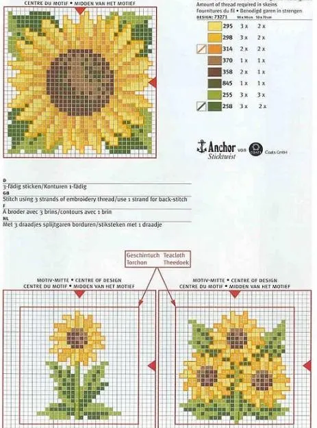 Girasoles en punto de cruz patrones gratis - Imagui