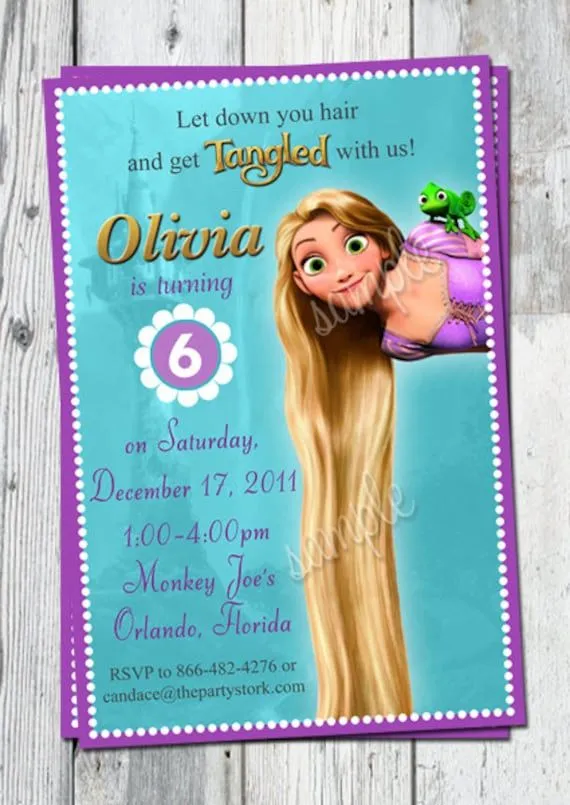 Girls Custom Tangled Birthday Invitations: por thepartystork
