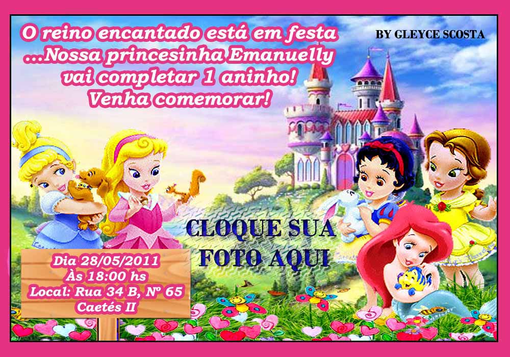 Convite Princesas Baby PSD