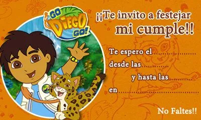 Go Diego Go - Invitación de cumpleaños para imprimir - Fiestas ...