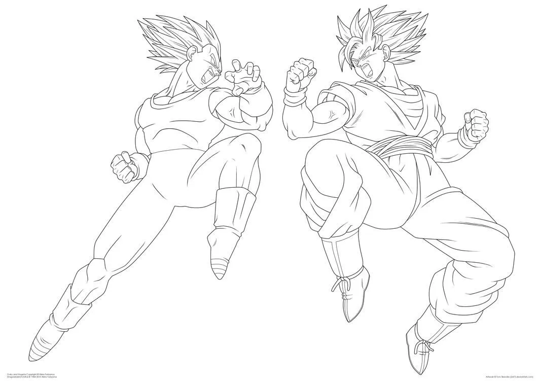 Goku and Vegeta. :Lineart: by moxie2D on DeviantArt Goku and Vegeta. :Lineart: by moxie2D on DeviantArt