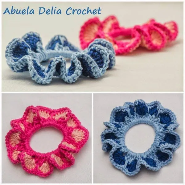 Gomitas para el cabello con volado en Crochet | Crochet Accesorios ...
