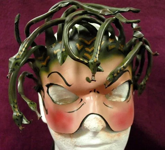 Gorgona Medusa serpiente cuero pelo máscara para por DwarvenPaths