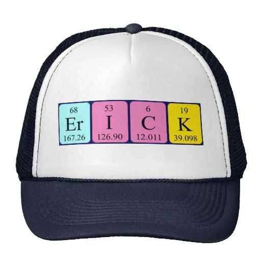 Gorra del nombre de la tabla periódica de Erick | Zazzle