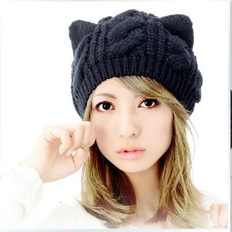 Gorras de tejido con orejas de gato - Imagui