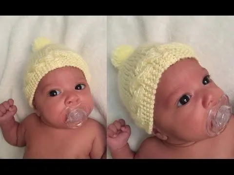 Gorrito con pretina de trenza para bebe (0 - 3 meses) - YouTube