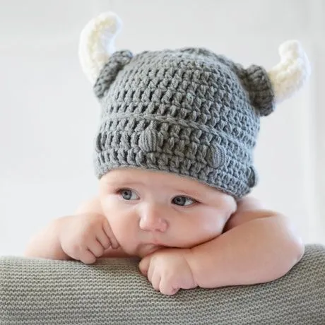 Gorro crochet casco vikingo para bebé Divertido disfraz de punto ...