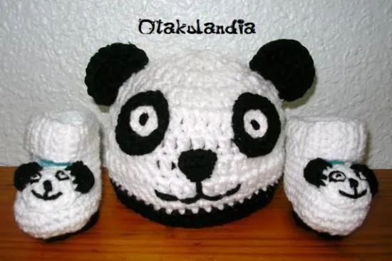 Gorro y patucos Osito Panda para bebé en crochet | Gorros Funny ...