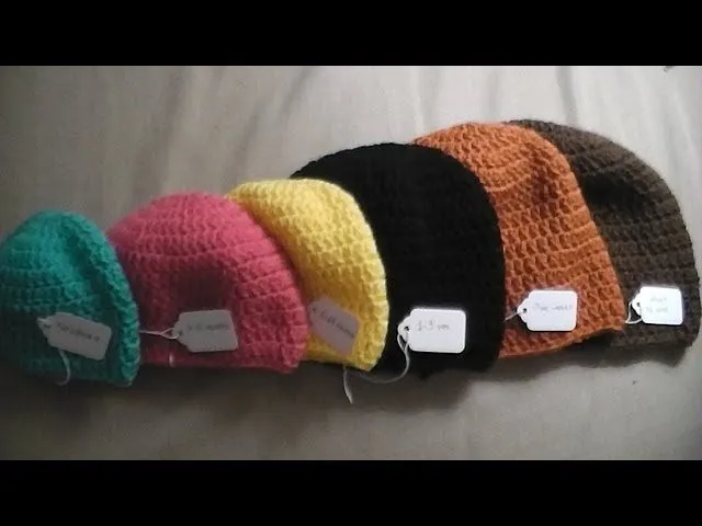 Gorro simple a crochet en punto alto (diferentes tallas) - YouTube