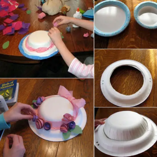 Puntadas para niños: Sombreros para niños con platos desechables