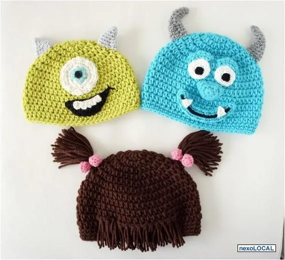 Gorros Tejidos A Crochet Para Bebes De Monster Inc. - Anzoátegui ...
