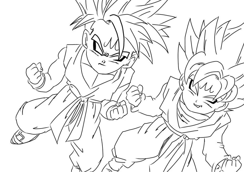goten fusion trunks Colouring Pages