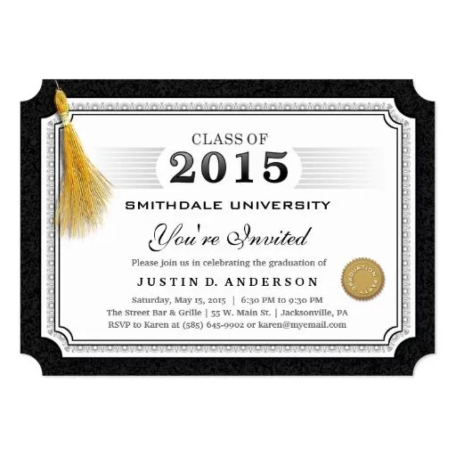 La graduación 2015 del diploma invita a esquinas invitación 5" x 7 ...