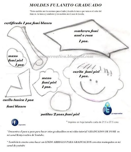 Graduados de fomi o goma eva y arreglos para graduación | Manualidades