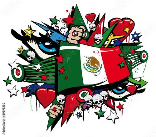 Graffiti bandera pop arte Mexico ilustración día de Muertos" Fotos ...