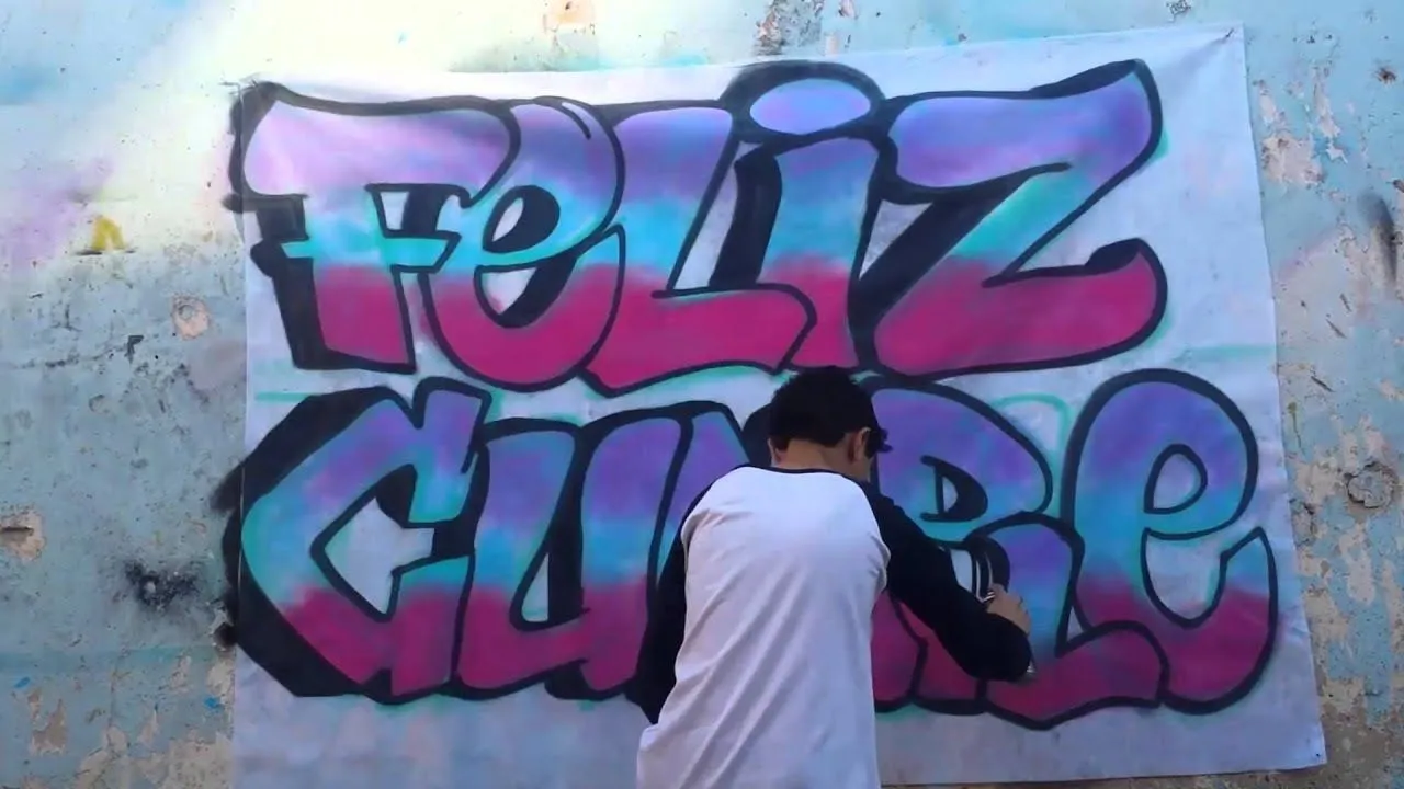Graffiti ''Feliz Cumple''. / Hyperlapse sencillo. - YouTube